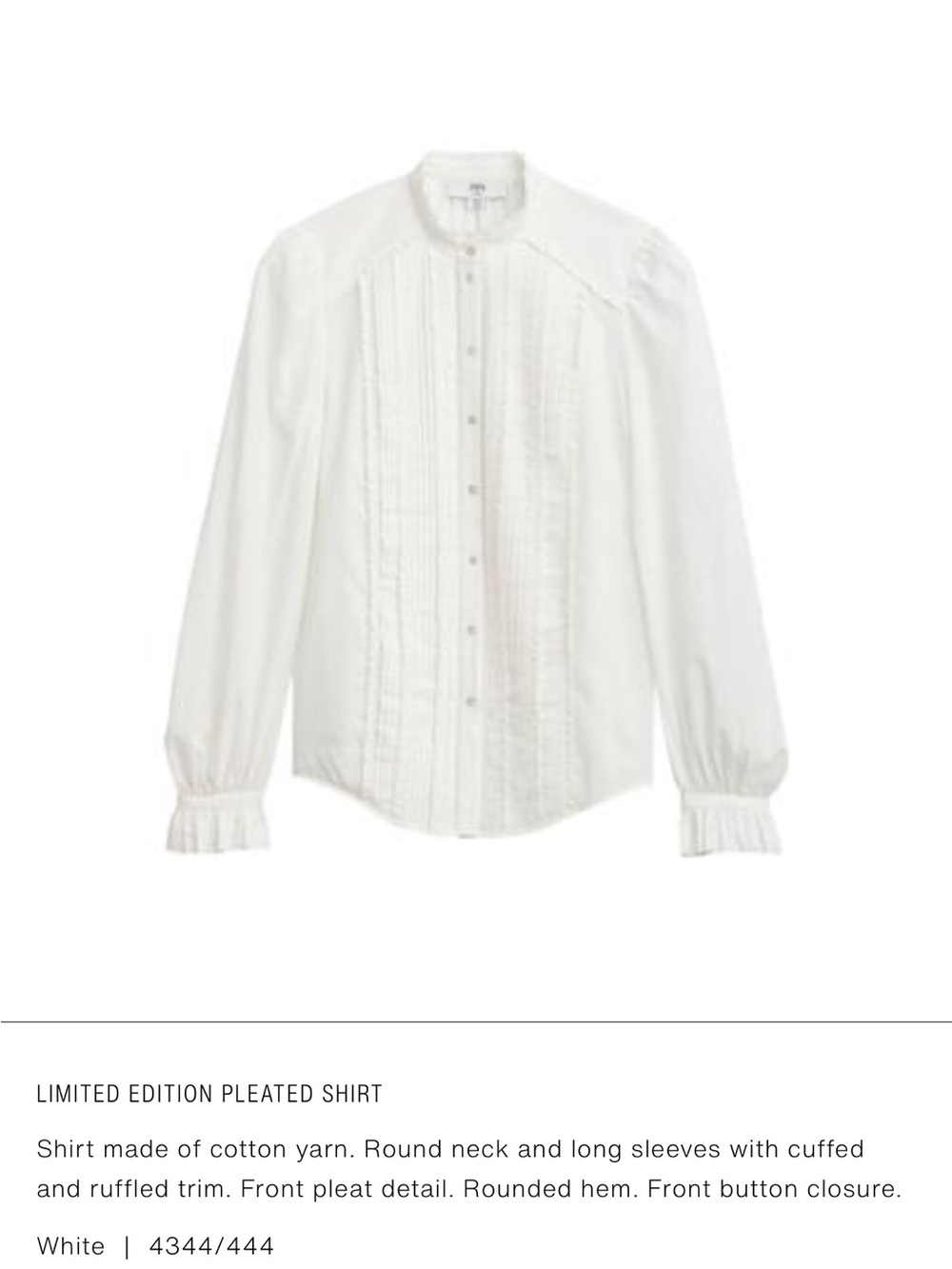 Zara White Pleated Button-Down Shirt - Picture 2 of 13